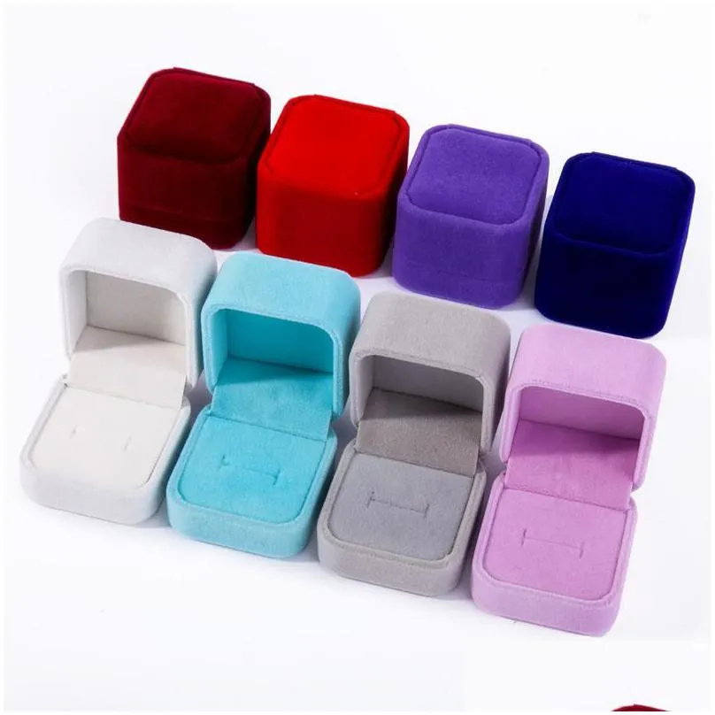 velvet jewelry gift boxes square design rings display show case weddings party couple jewelry packaging box for ring earrings