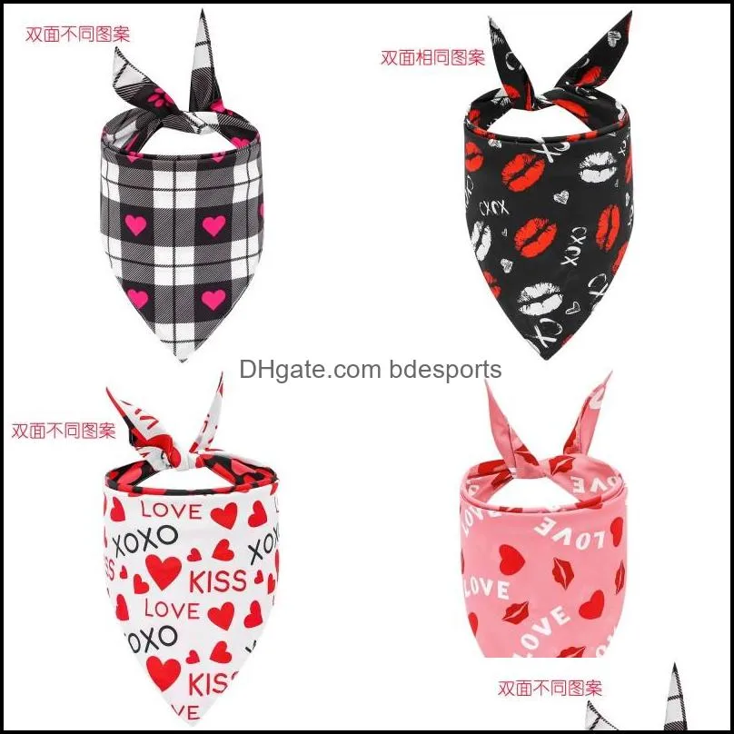 pet dogs drool towel valentines day series adjustable pet bib pet triangle towel cotton print cat scarf 99 p2