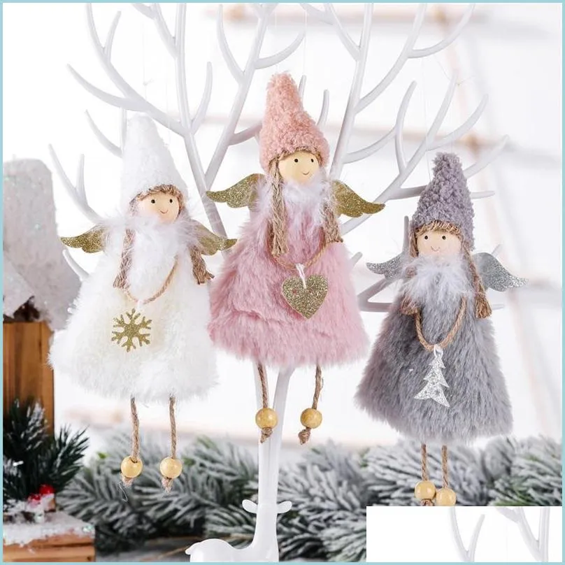 cute love angel christmas tree pendants decorations creative childrens gifts plush dolls toys home decoration 1042 b3