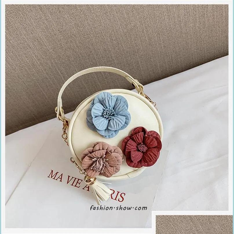 kids designer handbags mini bag party favor flowers round girl shoulder bags women coin purses brand crossbody small wallets messenger packingbag 525