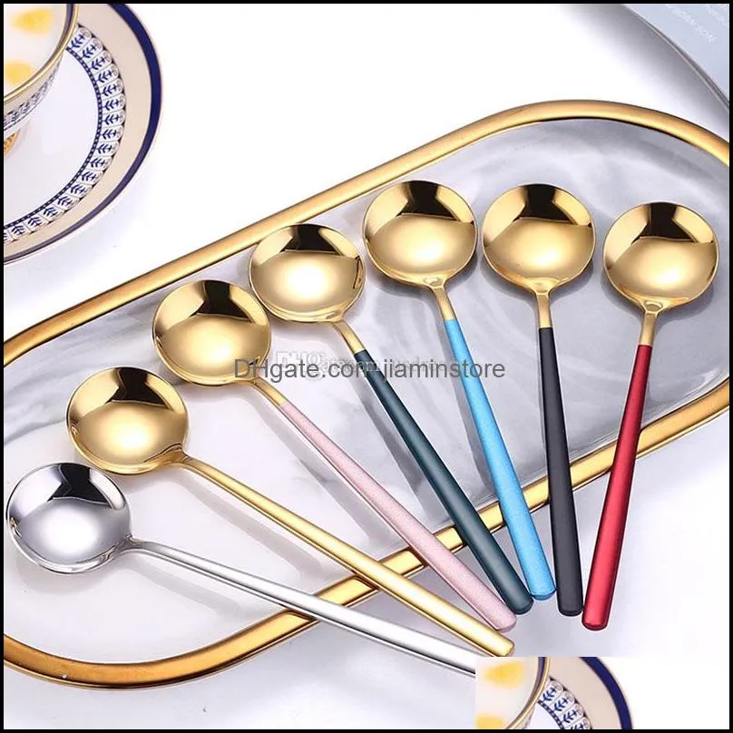  stainless steel stoving varnish spoon gold ice scoop mug cup spoon dessert spoons home bar flatware
