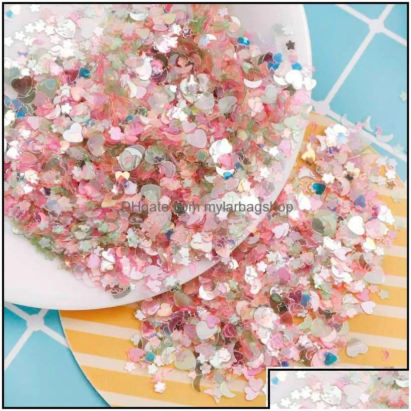 party decoration 15g/bag pink series shining sequins heart star moon shapes brilliant glitter pvc wedding birthday balloo mylarbagshop
