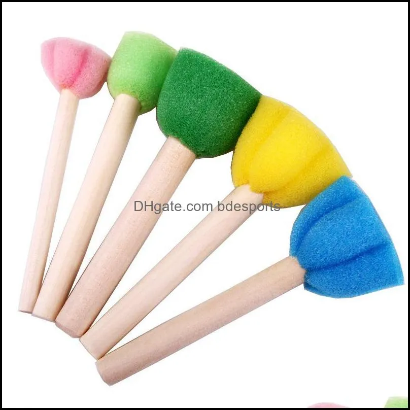 colored sponge seal mini flower pattern sponges brush art supplies wooden handle good elasticity difficult to deform 1 55ty c1