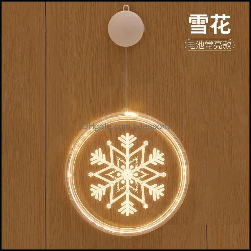 16cm christmas led lights decoration for homes christmas tree santa claus snowflake elk bell pattern wall decor festival decorations 25jq