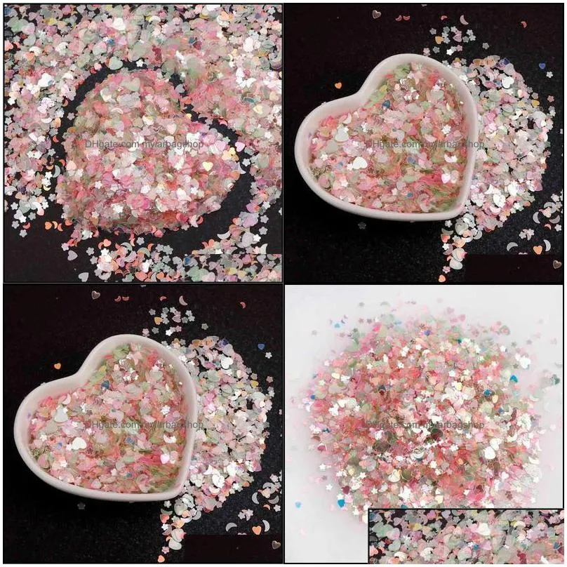 party decoration 15g/bag pink series shining sequins heart star moon shapes brilliant glitter pvc wedding birthday balloo mylarbagshop