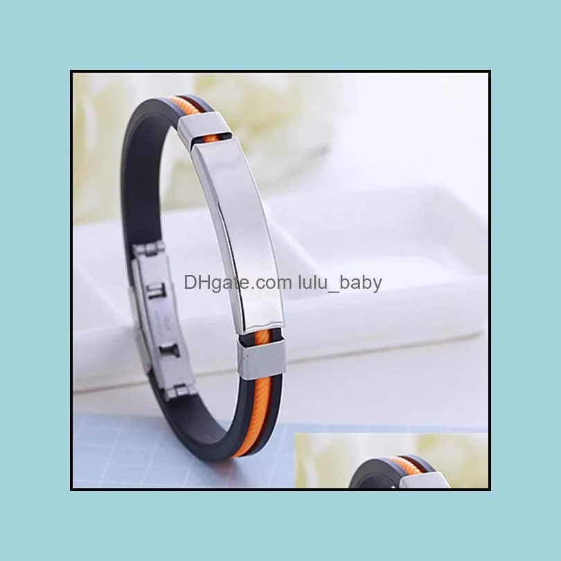 spiricle silicone bracelet bangle cuff stainless steel tag bracelets wristband for women mens fashion jewelry gift