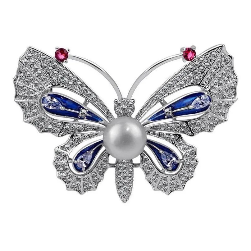 pins brooches farlena jewelry luxury micro pave zircon butterfly pins for women wedding accessory elegant simulated pearl brooch