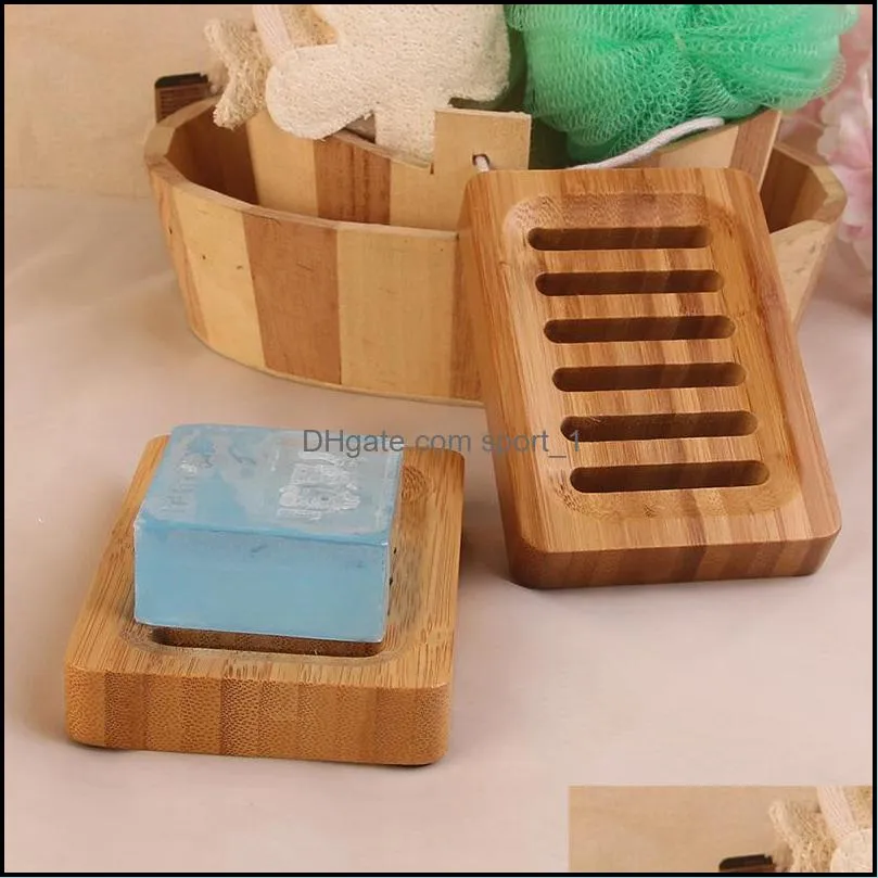 natural bamboo soap dishes tray holder storage soap rack plate box container portable bathroom soap box