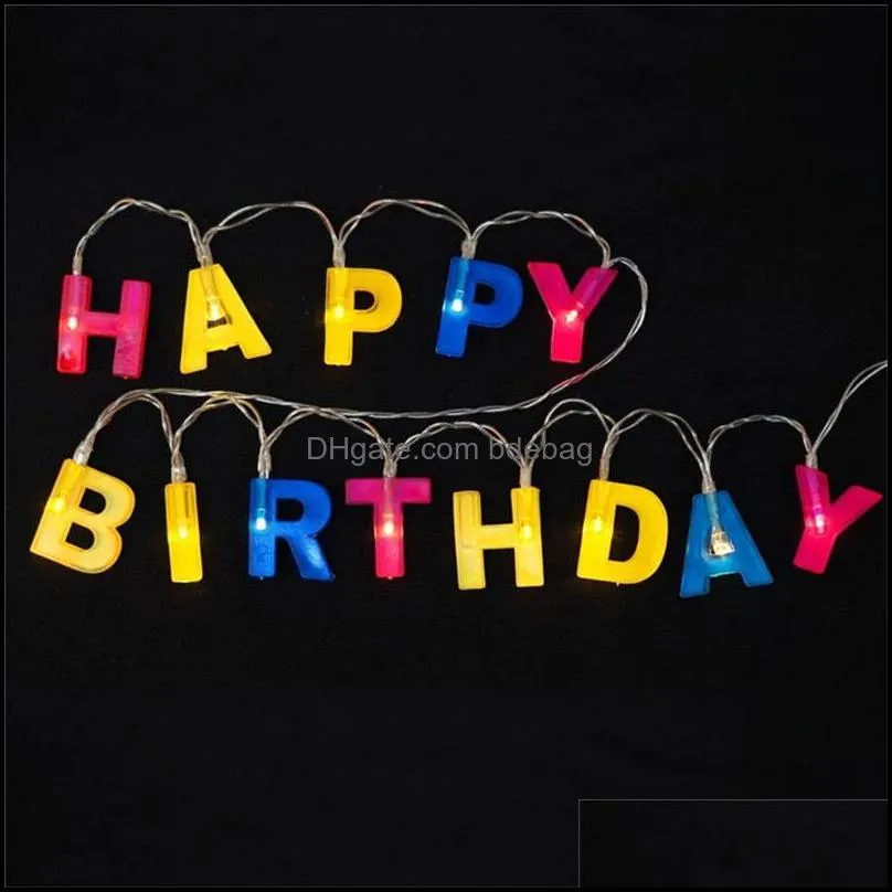 happy birthday decoration letter light chain battery christmas day party arrangement lamp string fashion bardian 8 9wc j1