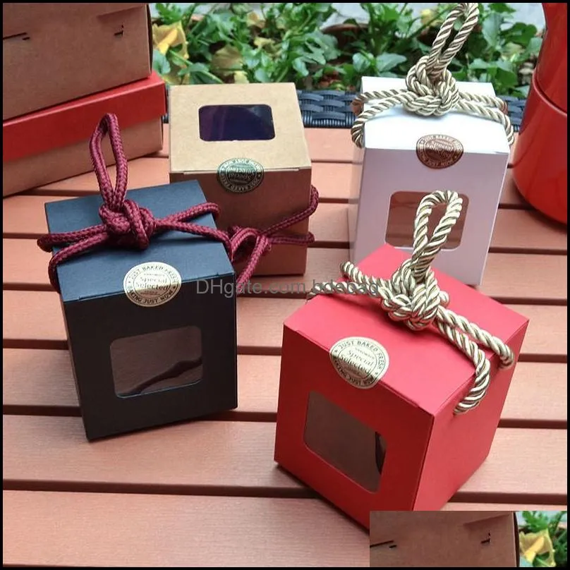 fashion kraft paper gift box window packing candy case lady women delicate square mini container antique style arrival 0 72mz f2