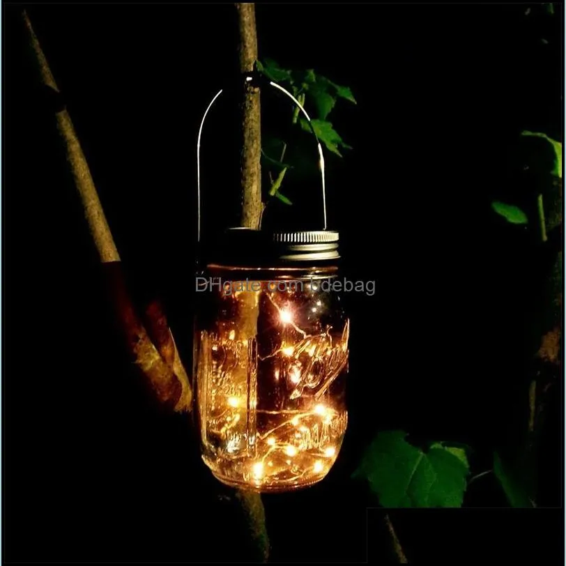 20led family lamp string outdoor waterproof mason cover lights for christmas jar home furnishing copper wire solar light strings 6md