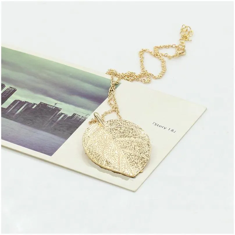 women leaf pendant necklaces gold simple leaves alloy chain choker necklace for girl european design fashion lady vintage punk charm