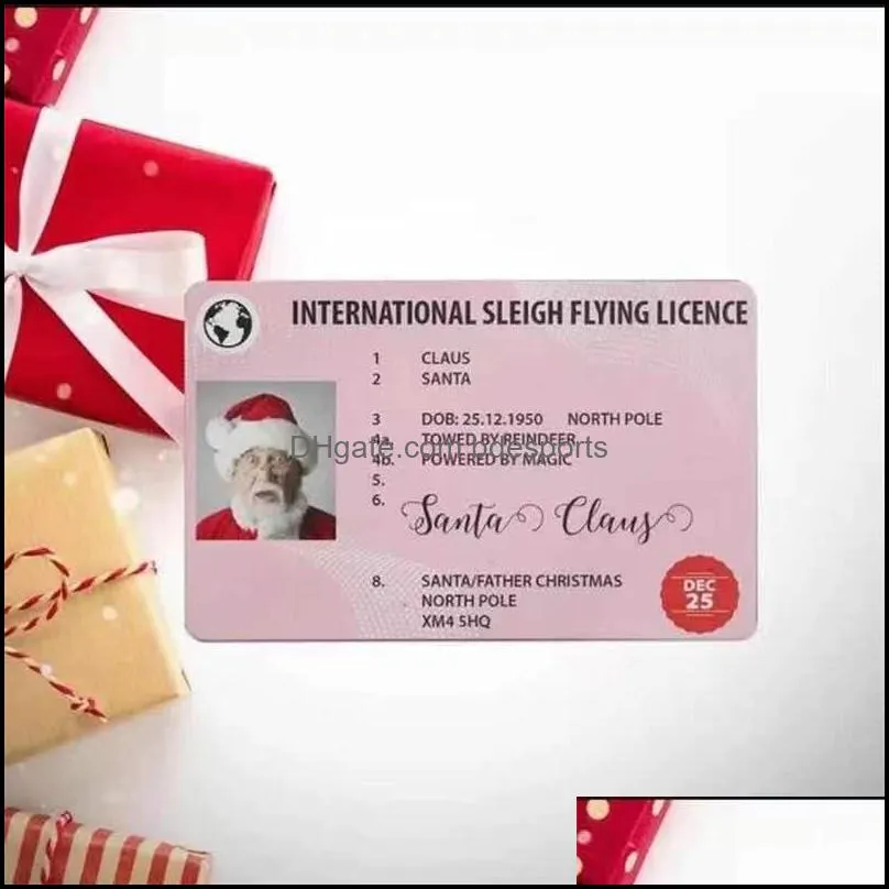 creative santa claus flight license christmas eve driving licence christmas gifts for children kids christmas tree decoration 4760 q2