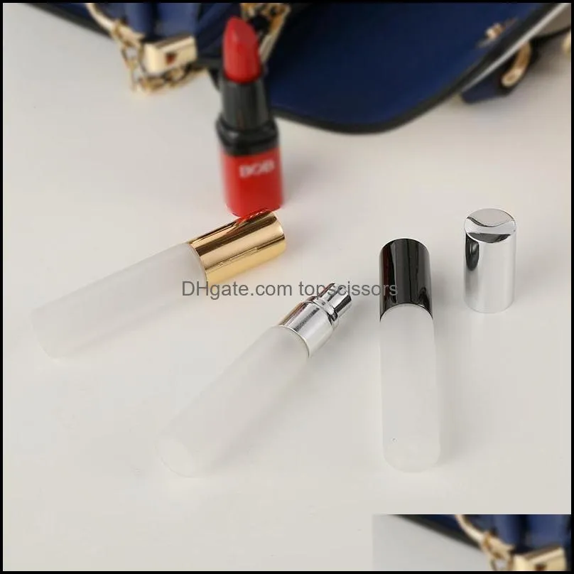 10ml frosted glass spray empty perfume bottle anodized aluminum travel portable perfume essential oil subbottle cosmetic container