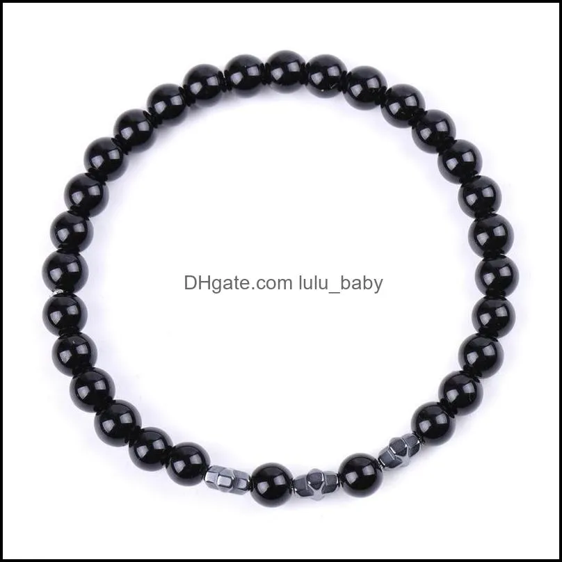 fashion cross wooden beads bracelet charm black agate bracelets bangle cuff for women men jewelry