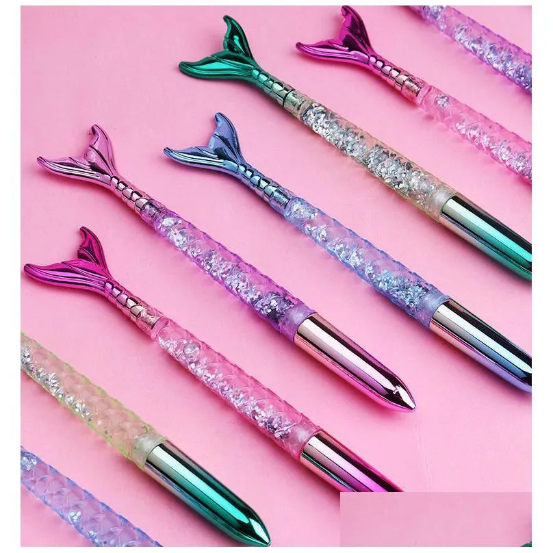 mermaid gel pen gift stationery cartoon fish rollerball pens school office business writing supplies students prize black ink