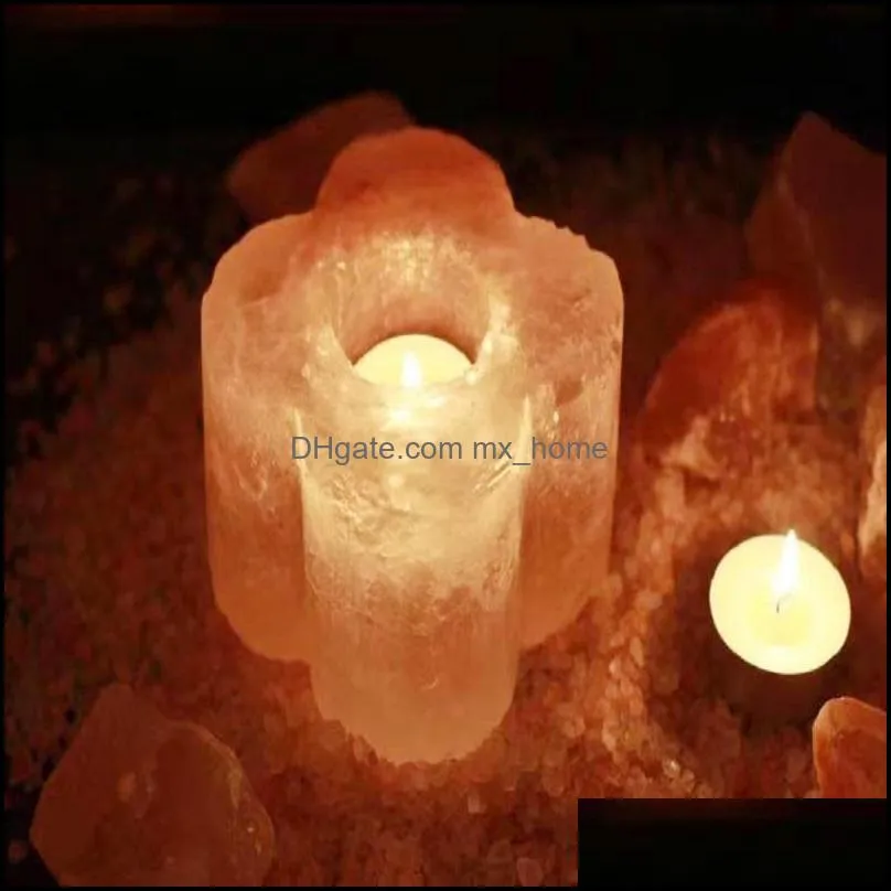  candle holder himalayan mineral salt crystal salt lamp aromatherapy candlestick ornament night light crafts