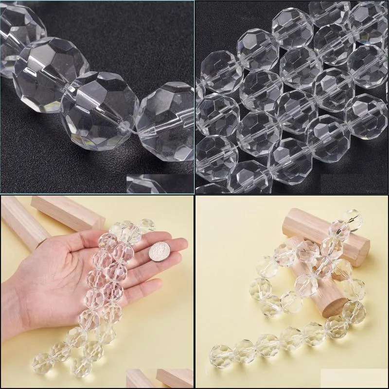 other strand 6mm 8mm 10mm 12mm 20mm clear faceted glass round beads for jewelry making diy bracelet necklaceother