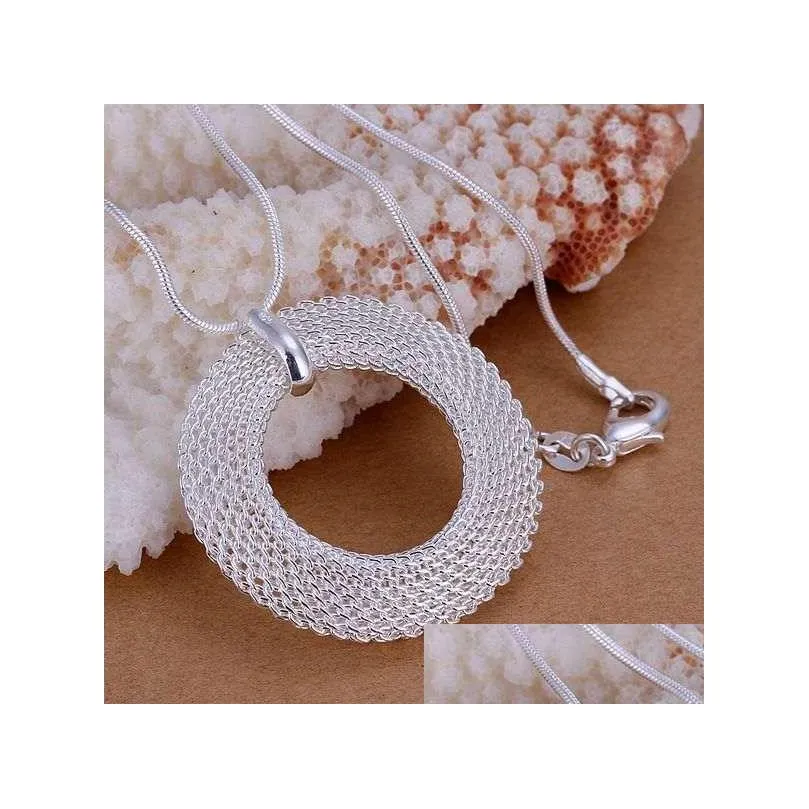 925 sterling silver necklace link snake chain for women fashion pendant cute simple mesh circle nest necklace wedding jewelry party