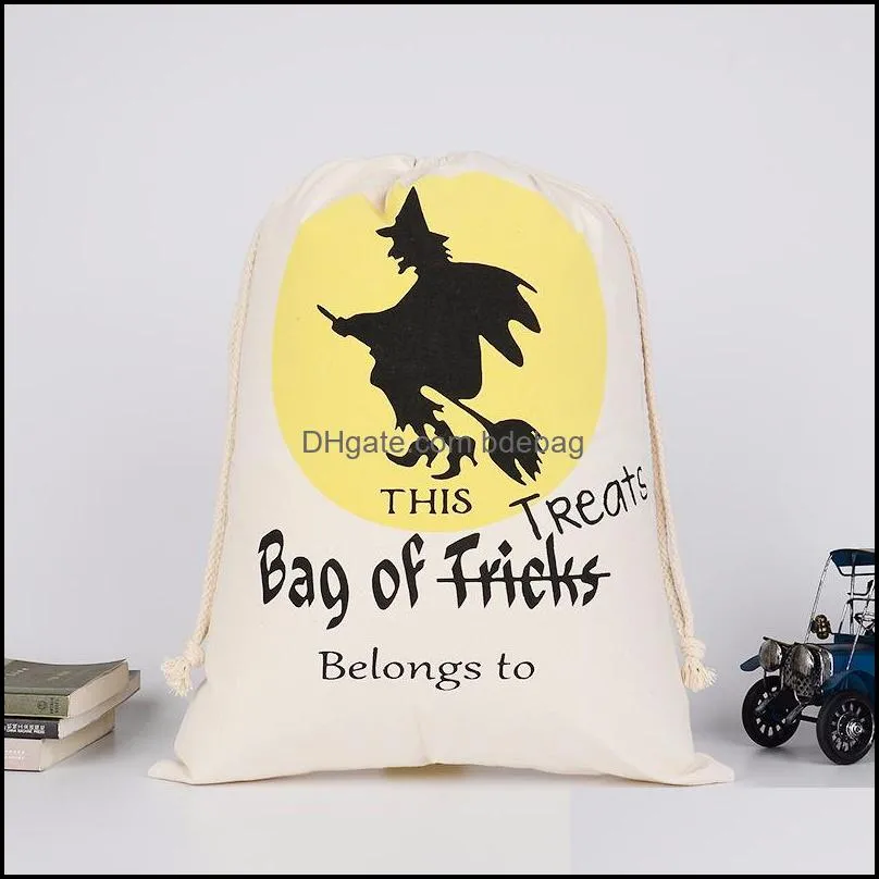 fashion canvas bags halloween gift sack candy drawstring bag festival party christmas pumpkin pattern trick or treat 6 7hk d2