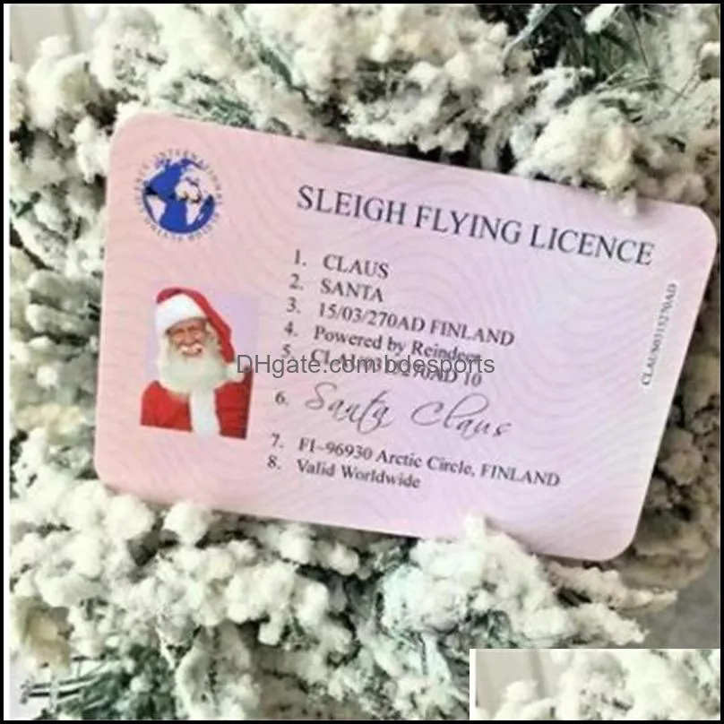 creative santa claus flight license christmas eve driving licence christmas gifts for children kids christmas tree decoration 4760 q2