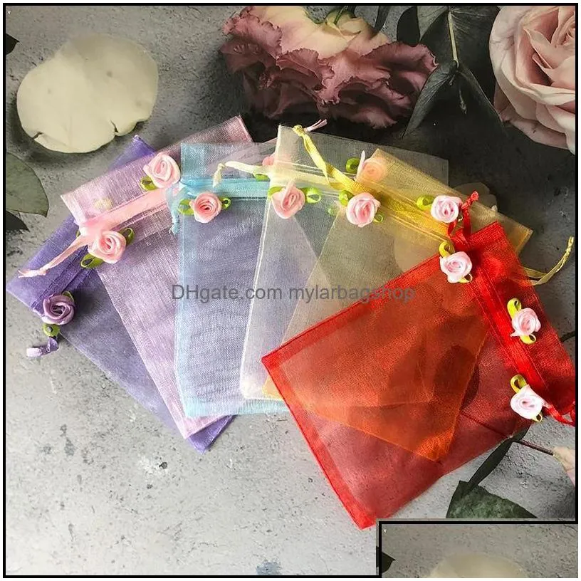 gift wrap gift wrap 10pcs wedding candy bag with souvenir return jewelry packaging chinese plain floret organza net drop mylarbagshop