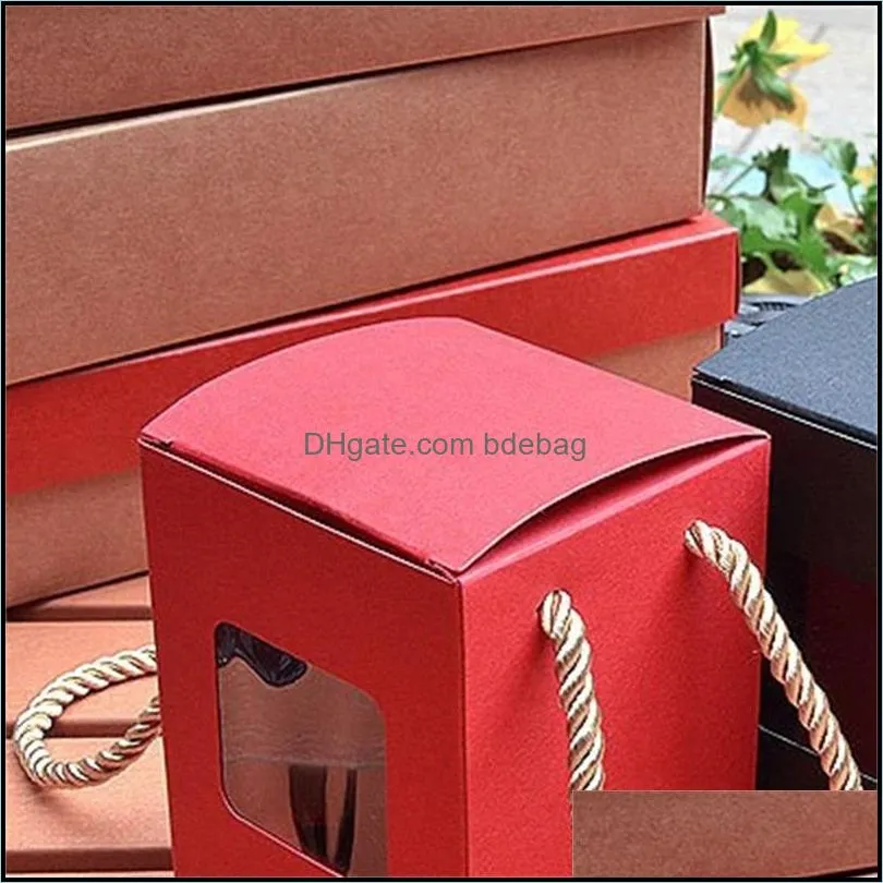 fashion kraft paper gift box window packing candy case lady women delicate square mini container antique style arrival 0 72mz f2