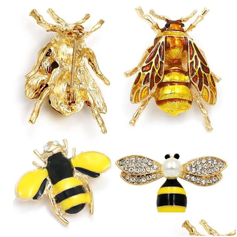 pins brooches fashion unisex flying insect honeybee crystal rhinestone brooch pin corsage clothes coat accessory jewelry gift