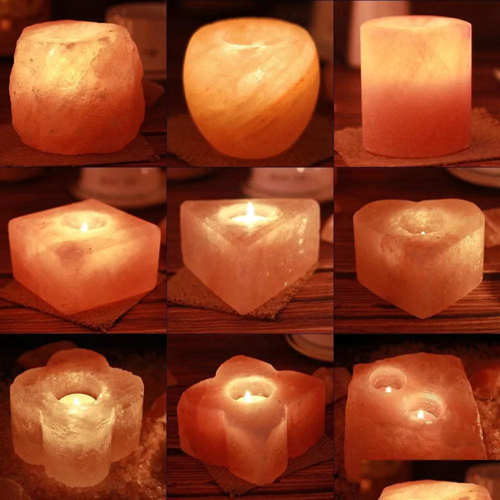  candle holder himalayan mineral salt crystal salt lamp aromatherapy candlestick ornament night light crafts