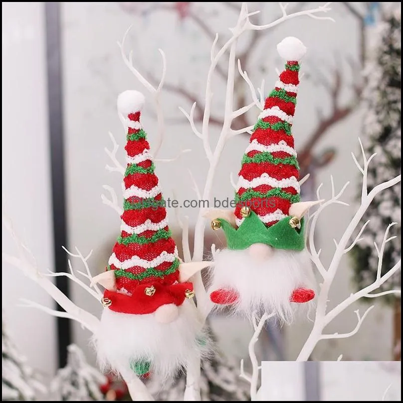 christmas decorations cartoon elf dolls for tree christmas bell hat led light gnome doll ornaments festive party supplies house decor 6 2mg2