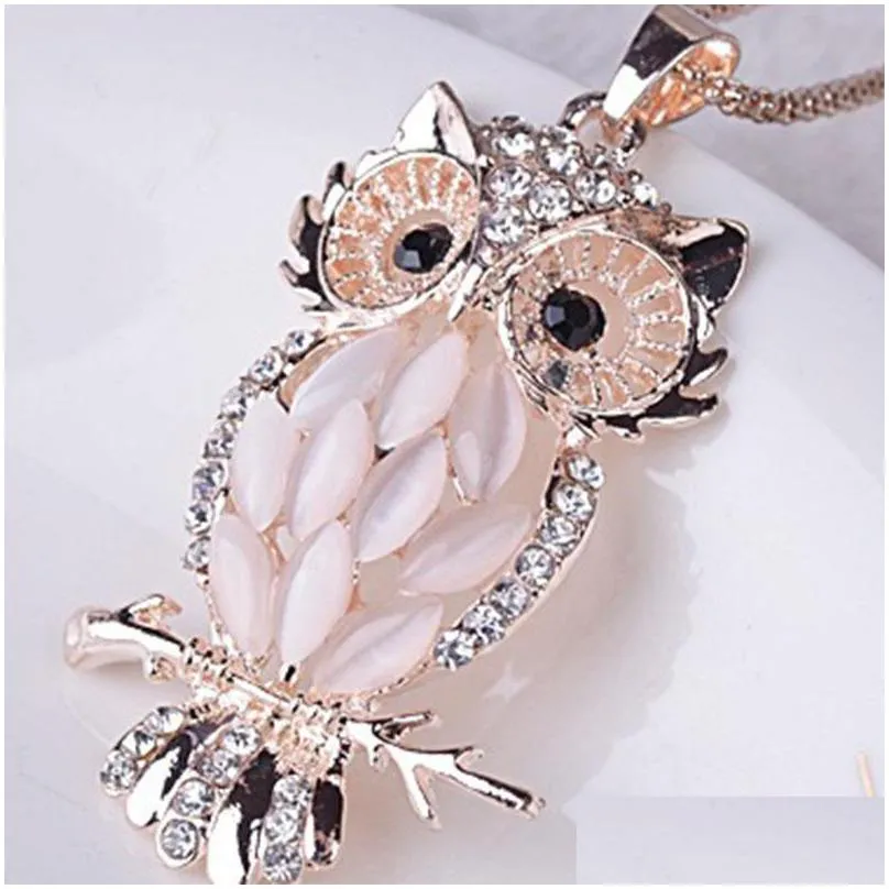 new arrival long sweater necklace charming bordered women lady girl owl pendant necklace clothing jewelry accessories