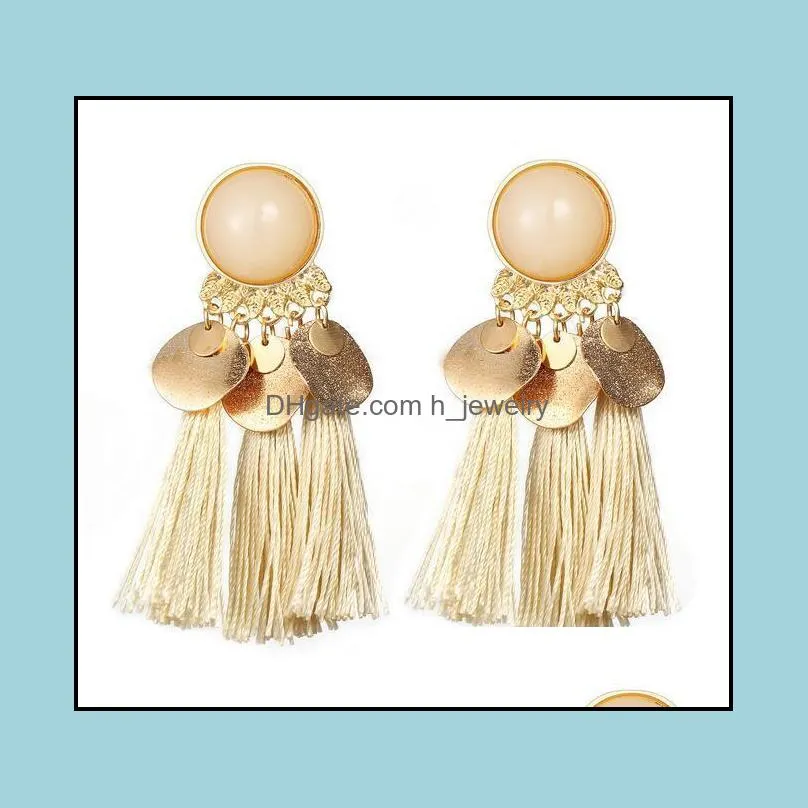 bohemia line tassel earrings gold coin tassel stud earrings dangle chandelier fashion jewelry for women