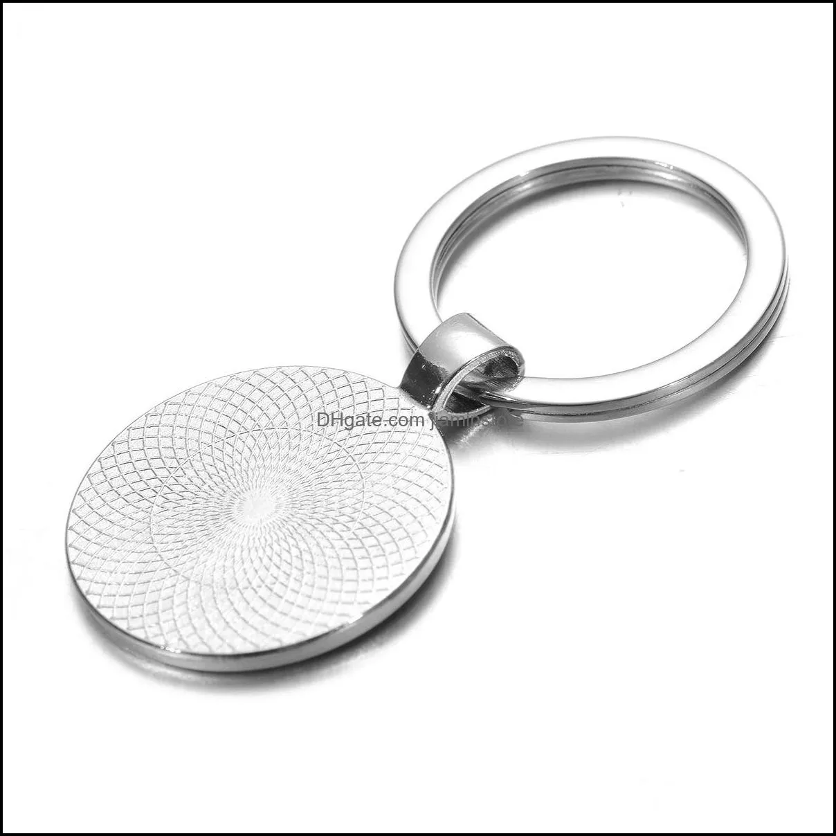 lavender glass cabochon key rings metal picture keychain handbag hangs for women children fashion jewelry