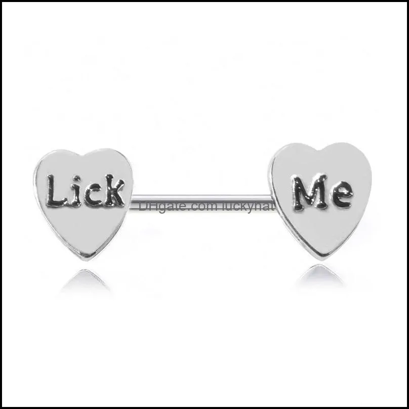 sexy letter heart nipple ring stainless steel tongue rings bar body piercing jewelry for women gift