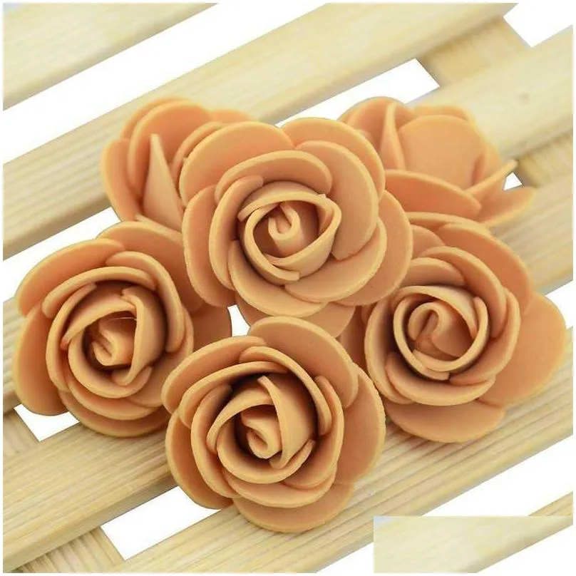 500pcs/lot mini pe foam rose flower head artificial rose flowers handmade diy wedding home decoration festive party supplies t200225