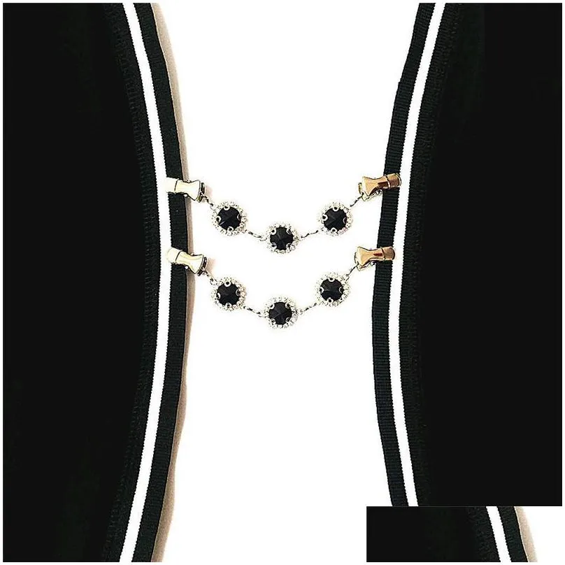 pins brooches black round crystal rhinestone cloak cape clasp for women sweater cardigan jewelry clip shawl cinch guard buckle