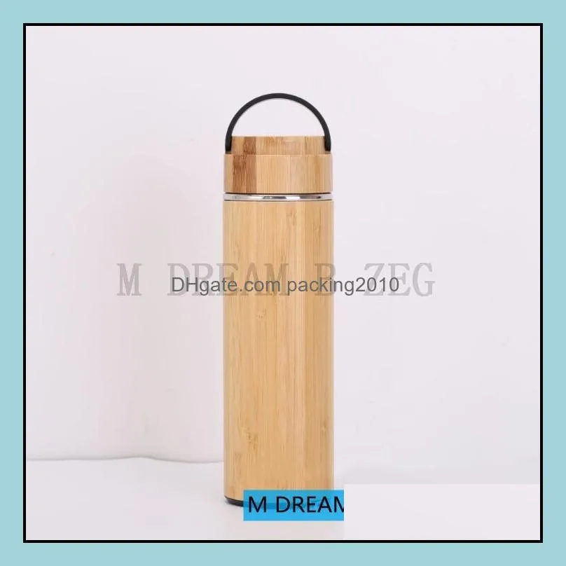 450ml bamboo tumblers portable stainless steel vacuum flask thermos cup household water bottle