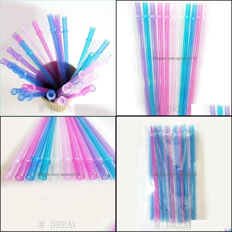 disposable plastic straws pure colors with silver powder drinking straw creative hardened party straws