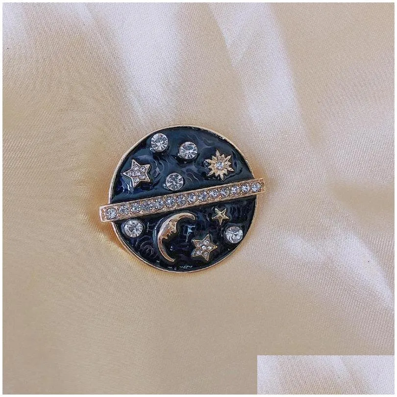 pins brooches muylinda enamel pin art starry sky oil painting brooch badge rhinestone pearl shirt lapel buckle jewelry gift