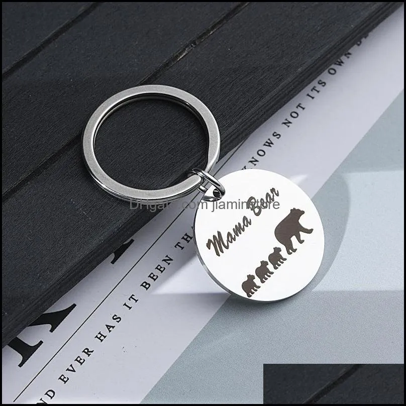 papa mama bear key ring stainless steel animal pattern keychain holders hangs fashion jewelry