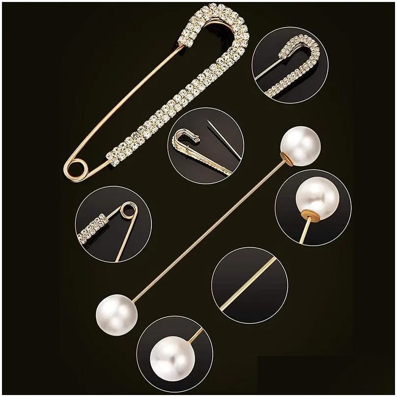pins brooches 6 pieces sweater shawl clips set include double faux pearl brooch pins and crystal for women girls costume access