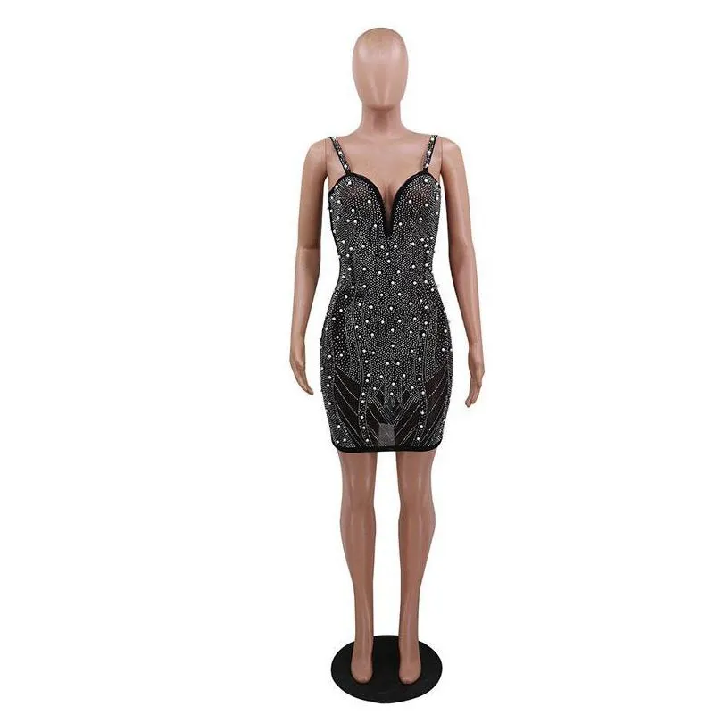 sexy beyprern sparkle sleeveless sequins pearl crystal party dress glitter spagetti straps bodycon celebrities outfits female robes