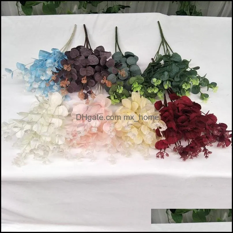 decorative flowers simulation eucalyptus artificial money leaf bouquet for garden wedding home decor