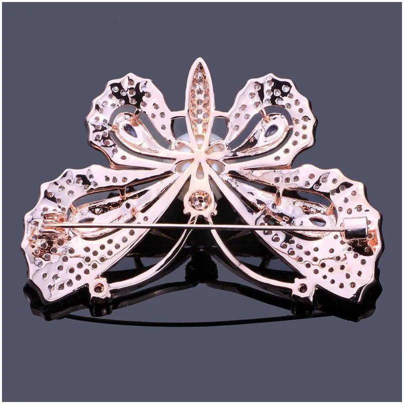 pins brooches farlena jewelry luxury micro pave zircon butterfly pins for women wedding accessory elegant simulated pearl brooch