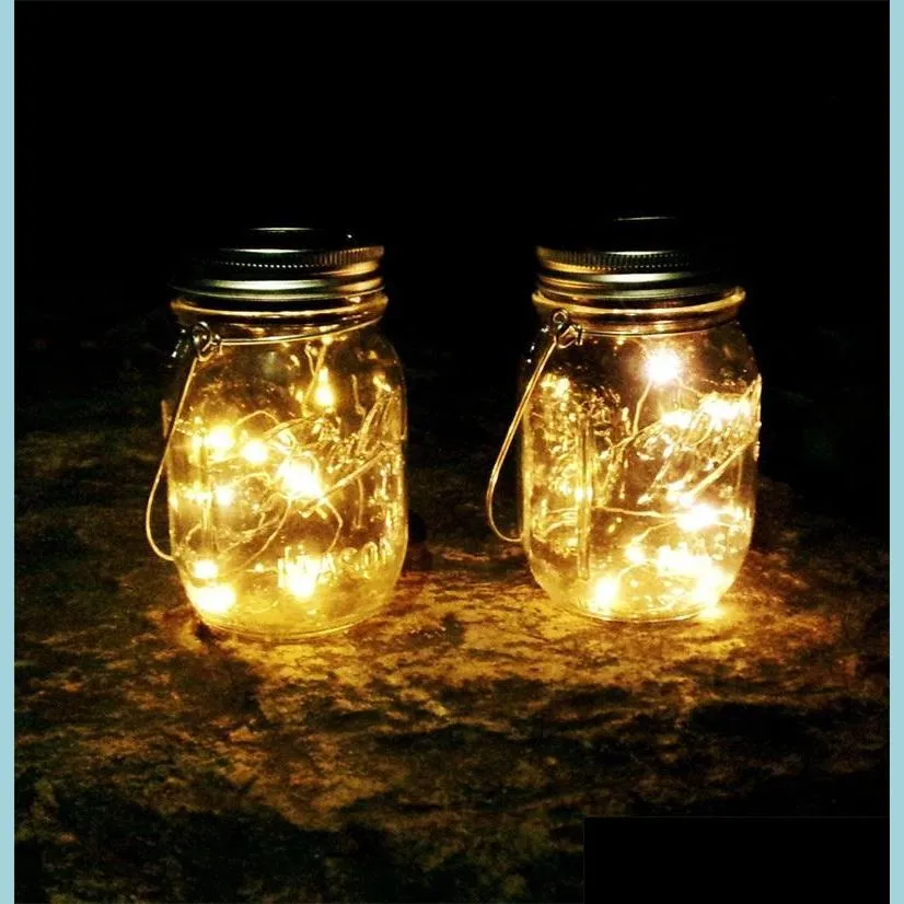 20led family lamp string outdoor waterproof mason cover lights for christmas jar home furnishing copper wire solar light strings 6md