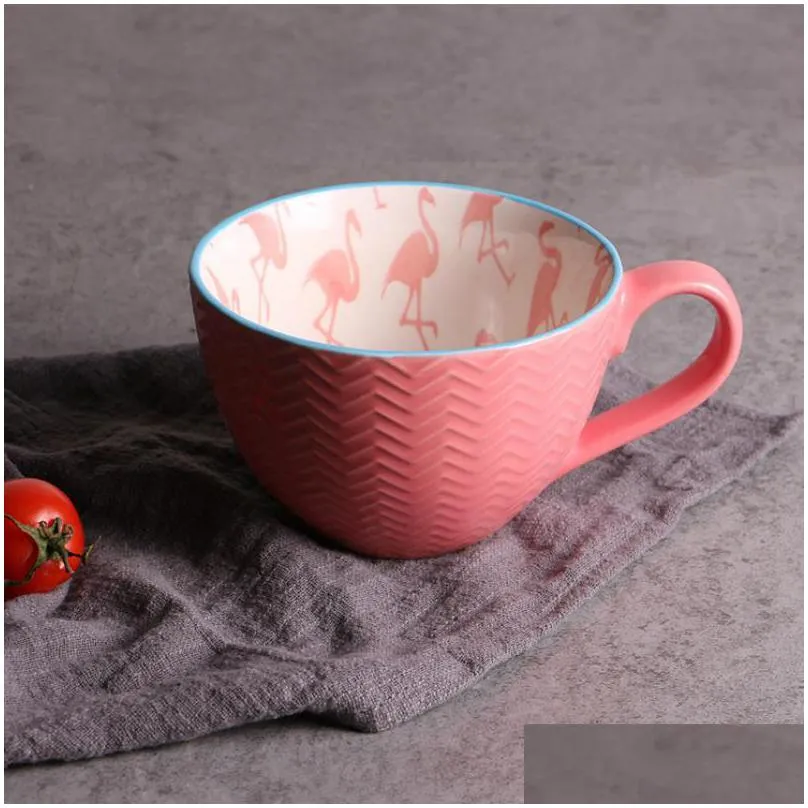 ceramic hand painted coffee cup creative vintage cup cafe bar supplies embossed personality breakfast cup colorful handpainted t200523