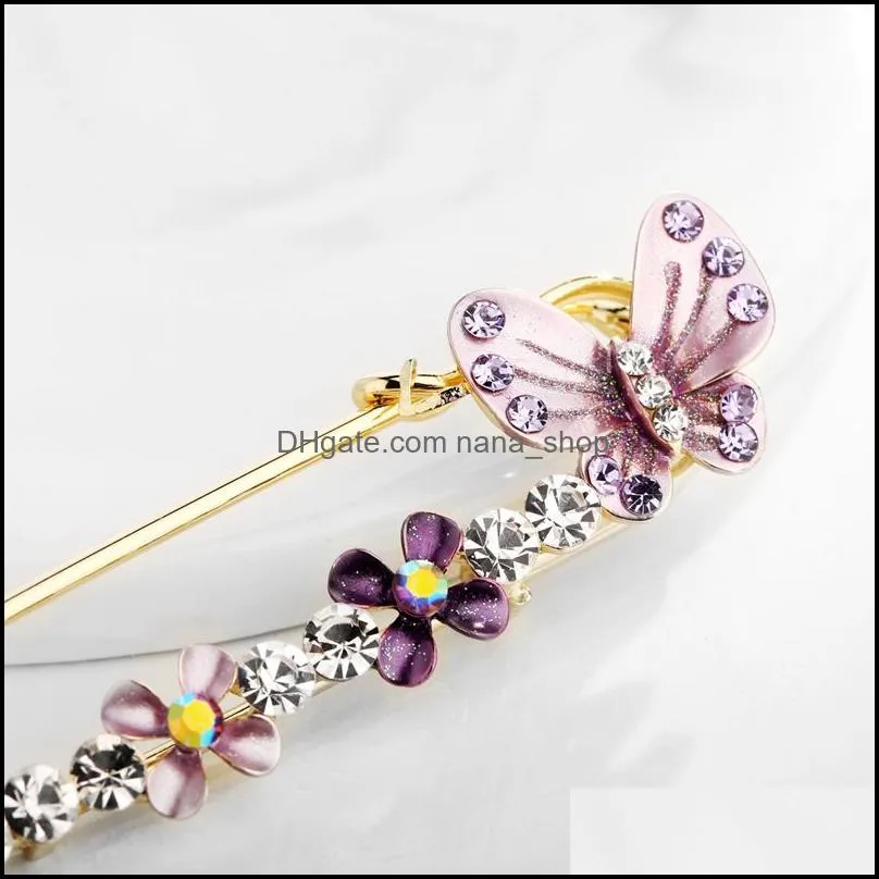 crystal butterfly brooch pin lapel pin flower diamond corsage shawl buckle scarf pin for women fashion jewelry