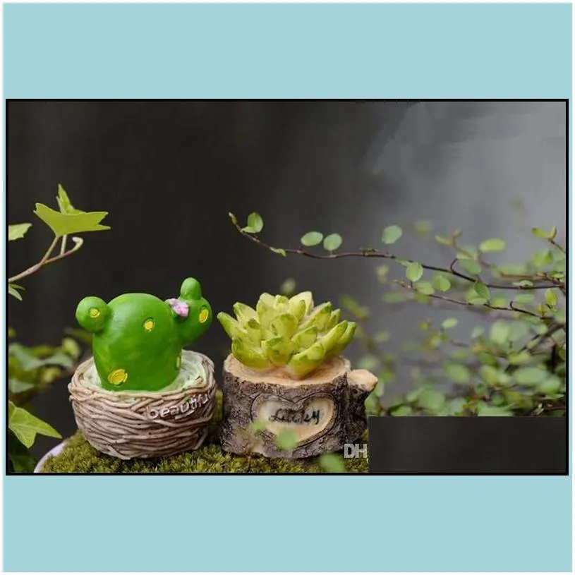 arts and crafts craft simation resin succents models fairy garden ornaments mini potted plants ornament micro landscape crafts decor