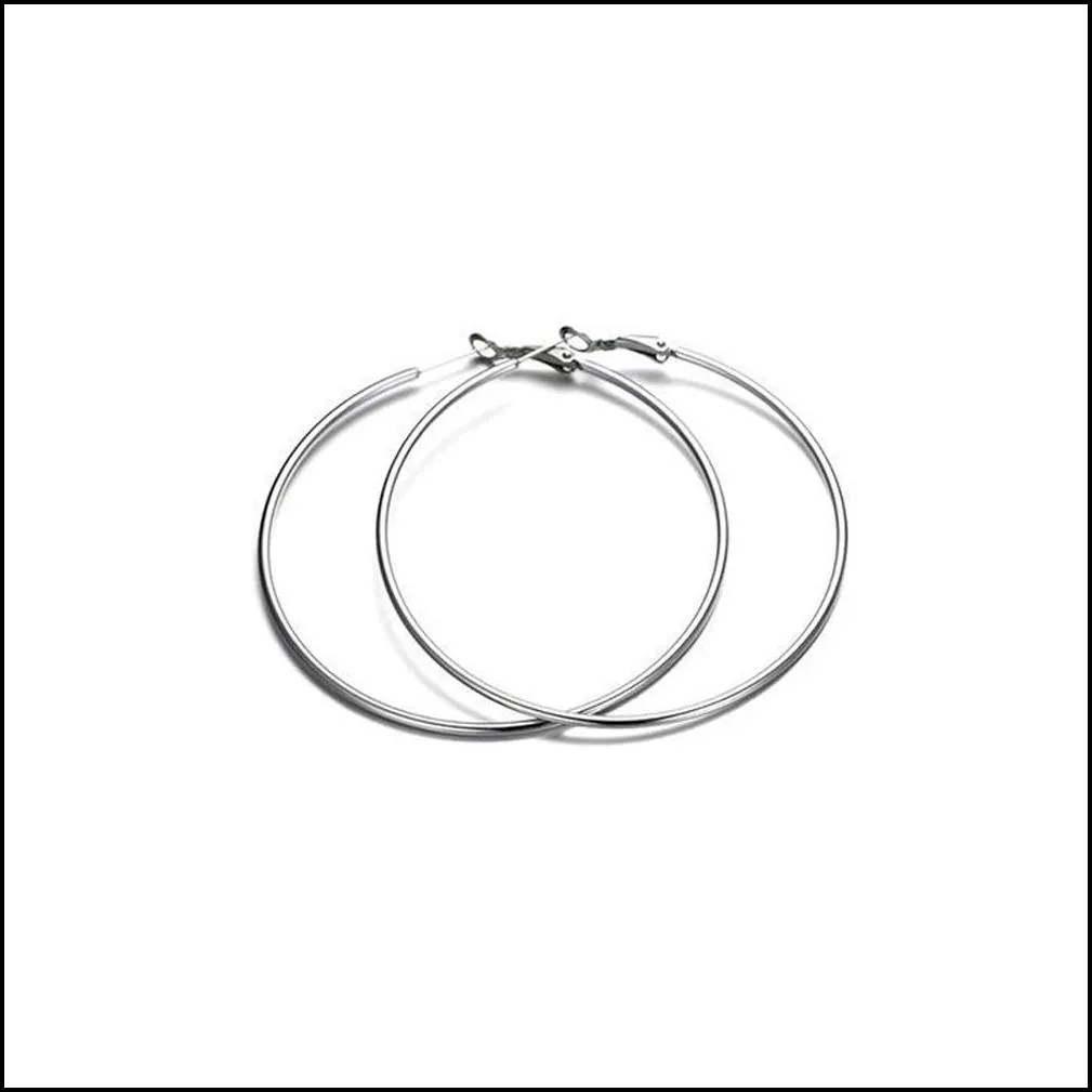 fashion high quality stainless steel hoop earring new polishing simple circle women silver gold color earrings