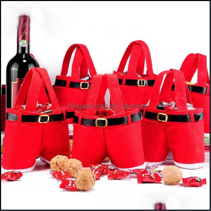 santa pants style christmas decorations gift bags candy bags christmas presents basket candy tote bags for party home decor